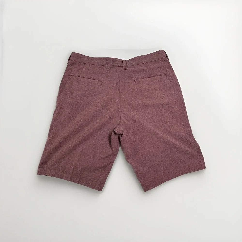 RGSTR Men's Shorts Size 32 Casual Heathered Burgundy Flat Front Golf Stretch 10